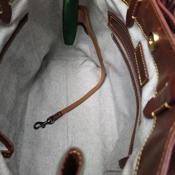 Dooney & Bourke Florentine Brown Leather Double Handle Large Tote Shoulder Bag - Picture 10 of 16